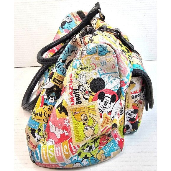 Disney Multicolor Printed Handbag With Black Accents & Dual Handles Y2K - Picture 12 of 14